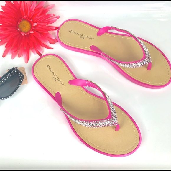 pink rhinestone flip flops